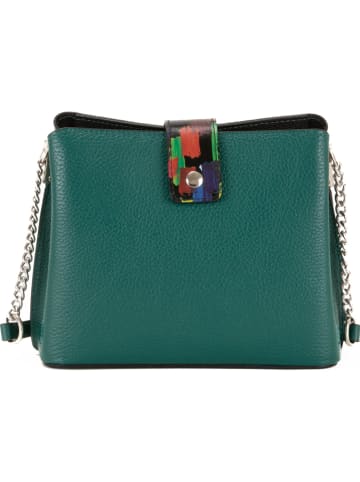 Anna Morellini Leder-Umhängetasche "Vida" in Dunkelgrün - (B)22 x (H)17 x (T)10 cm