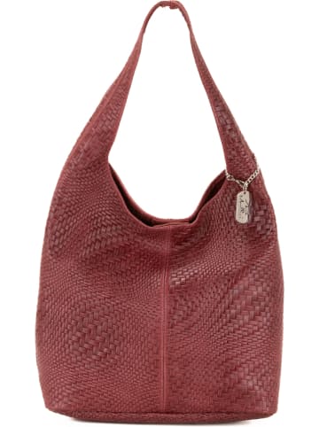 Anna Morellini "Palladia" leather handbag in burgundy - 38 x 30 x 2 cm