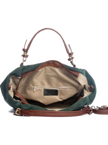 Anna Morellini Skórzany shopper bag w kolorze zielono-brązowym - 45 x 50 x 20 cm