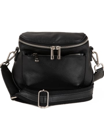 Anna Morellini Leder-Umhängetasche "Favara" in Schwarz - (B)24 x (H)19 x (T)7 cm