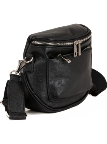 Anna Morellini Leder-Umhängetasche "Favara" in Schwarz - (B)24 x (H)19 x (T)7 cm