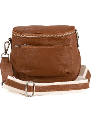 Anna Morellini Leren schoudertas "Favara" lichtbruin - (B)24 x (H)19 x (D)7 cm