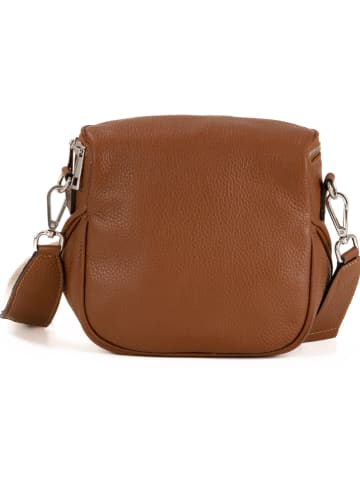 Anna Morellini Leder-Umhängetasche "Favara" in Hellbraun - (B)24 x (H)19 x (T)7 cm