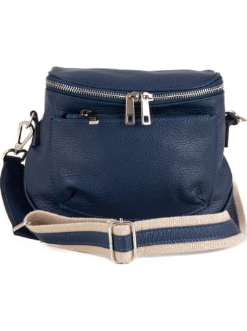 Anna Morellini Leder-Umhängetasche "Favara" in Dunkelblau - (B)24 x (H)19 x (T)7 cm