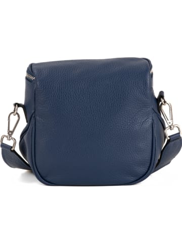 Anna Morellini Leder-Umhängetasche "Favara" in Dunkelblau - (B)24 x (H)19 x (T)7 cm