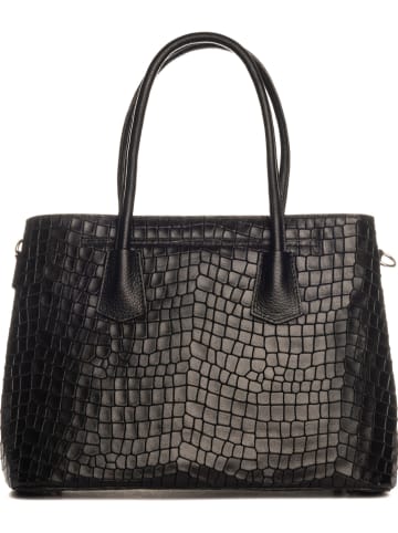 Anna Morellini Leder-Henkeltasche "Allia" in Schwarz - (B)40 x (H)33 x (T)16 cm