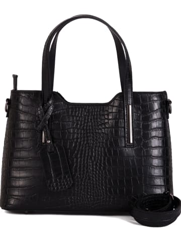 Anna Morellini Leder-Henkeltasche "Acco" in Schwarz - (B)32 x (H)22 x (T)12 cm