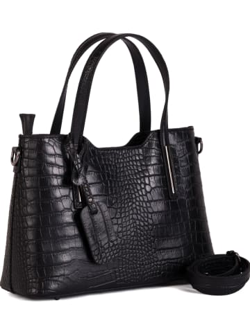Anna Morellini Leder-Henkeltasche "Acco" in Schwarz - (B)32 x (H)22 x (T)12 cm