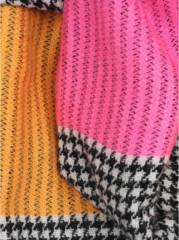 Zwillingsherz Sjaal "Alva" zwart/roze/oranje - (L)190 x (B)75 cm