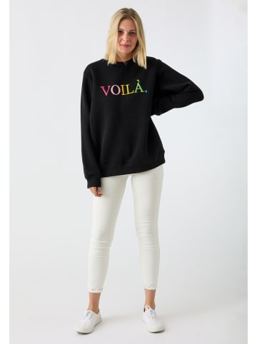 Zwillingsherz Sweatshirt "Voilà" zwart