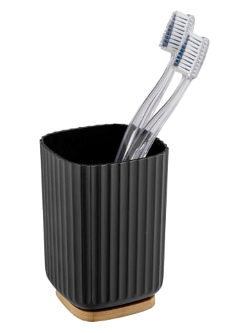 Wenko 2-delige set: tandenborstelbekers "Rotello" zwart - (H)11 x Ø 8,5 cm