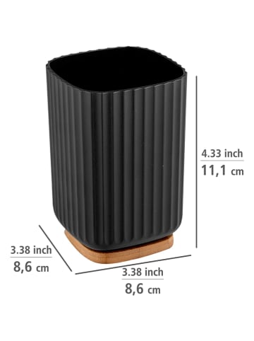 Wenko 2-delige set: tandenborstelbekers "Rotello" zwart - (H)11 x Ø 8,5 cm