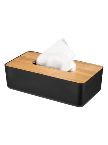 Wenko Tissuebox "Rotello" zwart/lichtbruin - (B)24 x (H)7,5 x (D)12,5 cm