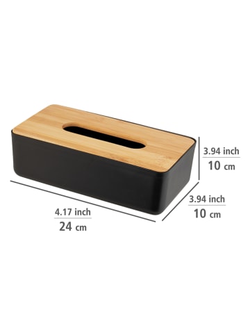 Wenko Tissuebox "Rotello" zwart/lichtbruin - (B)24 x (H)7,5 x (D)12,5 cm
