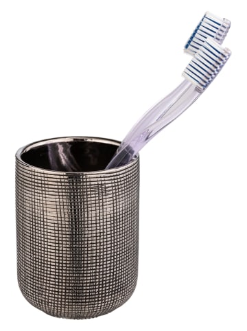 Wenko Zahnputzbecher "Rivara" in Silber - (H)9,5 x Ø 7,5 cm