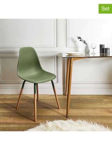 THE HOME DECO FACTORY 2er-Set: Esszimmerstühle "Scandinave" in Grün - (B)46 x (H)85 x (T)56 cm