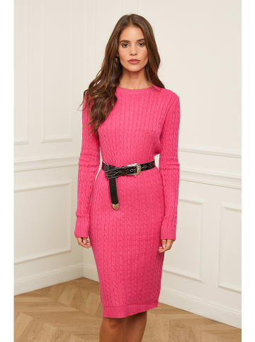Soft Cashmere Dzianinowa sukienka w kolorze różowym