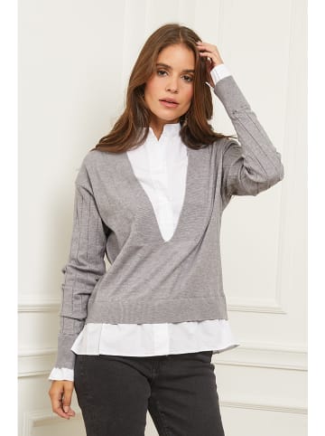 Soft Cashmere Sweter w kolorze szaro-białym