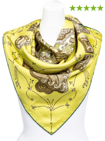 Hermès Zijden sjaal geel/bruin/groen - (L)90 x (B)90 cm