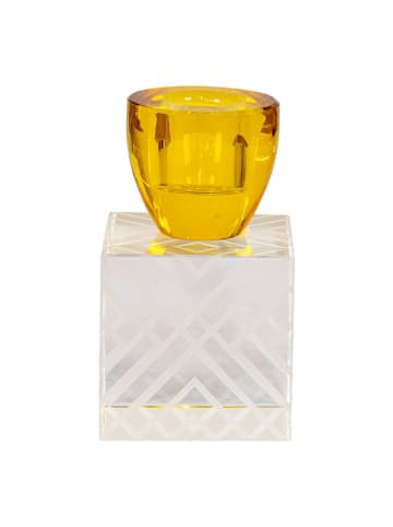 House Nordic Kerzenständer in Gold/ Weiß - (B)6 x (H)10 x (T)6 cm