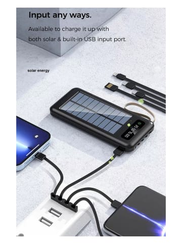 SWEET ACCESS Powerbank solarny w kolorze czarnym - 30.000 mAh
