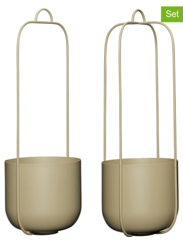 Hübsch 2er-Set: Hängetöpfe "Lotus" in Khaki - (H)44 x Ø 16 cm