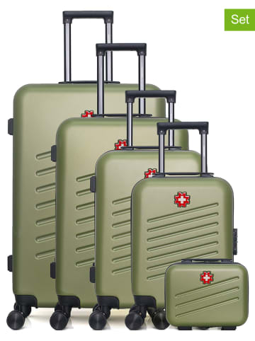 SWISS KOPPER 5-delige hardcase-trolleyset "Zurich" olijfgroen