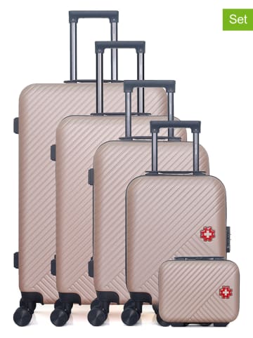 SWISS KOPPER 5-delige hardcase-trolleyset "Spiez" lichtroze
