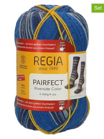 Regia 10er-Set: Wollgarne "Color Pairfect" in Blau/ Hellblau/ Gelb - 10x 100 g