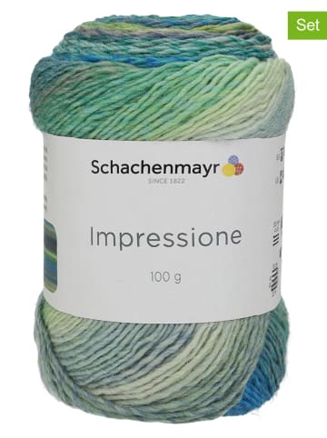 Schachenmayr since 1822 5er-Set: Wollgarne "Impressione" in Grün/ Blau - 5x 100 g
