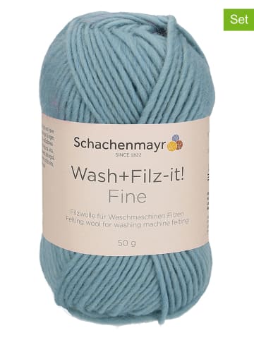 Schachenmayr since 1822 10er-Set: Wollgarne "Wash+Filz-it! Fine" in Hellblau - 10x 50 g