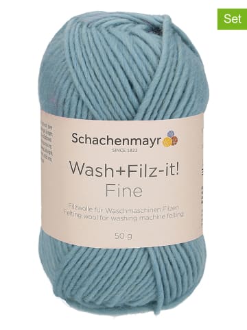 Schachenmayr since 1822 10er-Set: Wollgarne "Wash+Filz-it!" in Hellblau - 10x 50 g