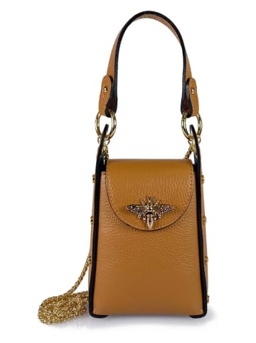 Mila Blu Leder-Handytasche "Rododendro" in Hellbraun  - (B)12 x (H)17 x (T)6 cm