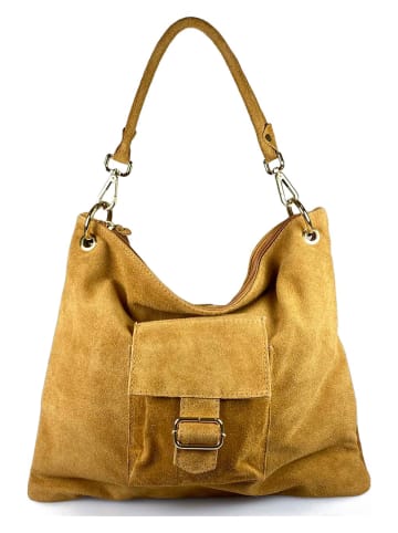 Mila Blu Leder-Schultertasche "Lavanda" in Braun- (B)39 x (H)34 x (T)4 cm
