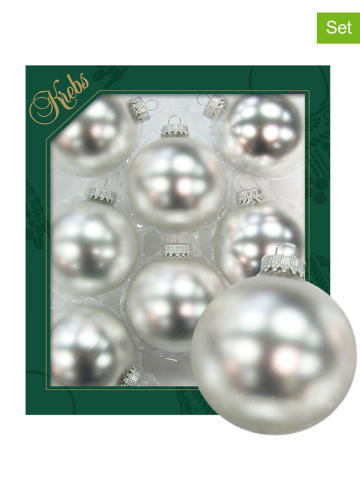 Krebs Glas Lauscha 8-delige set: kerstballen zilverkleurig - Ø 7