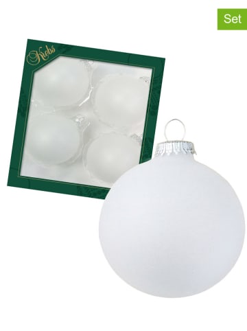 Krebs Glas Lauscha Bombki (4 szt.) w kolorze białym - Ø 8 cm