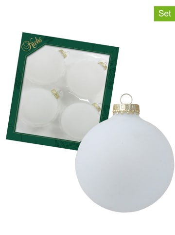 Krebs Glas Lauscha Bombki (4 szt.) w kolorze białym - Ø 8 cm