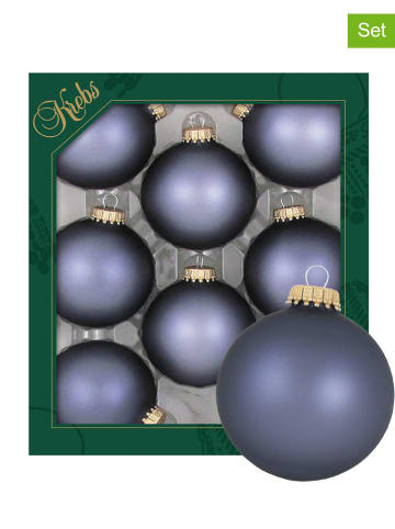 Krebs Glas Lauscha 8-delige set: kerstballen blauwgrijs - Ø 7