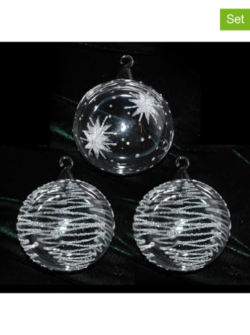 Krebs Glas Lauscha Bombki (3 szt.) w kolorze srebrnym - Ø 8 cm