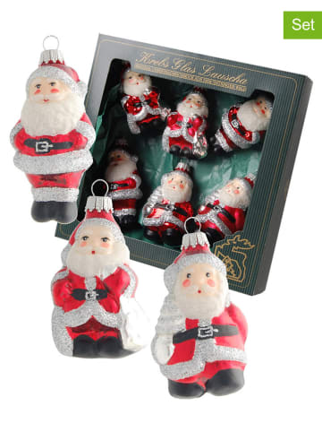 Krebs Glas Lauscha 6er-Set: Christbaumkugeln in Rot/ Weiß