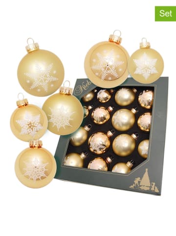 Krebs Glas Lauscha 16-delige set: kerstballen goudkleurig