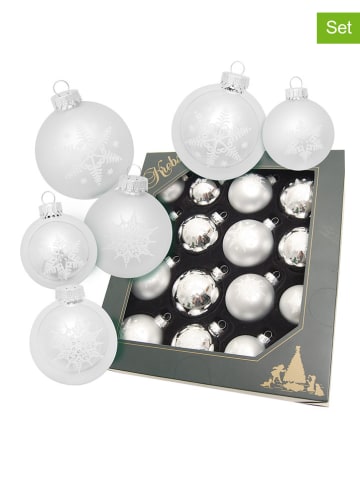 Krebs Glas Lauscha 16-delige set: kerstballen zilverkleurig