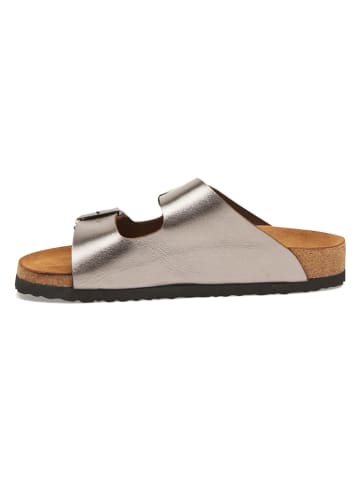 Comfortfusse Leren slippers taupe