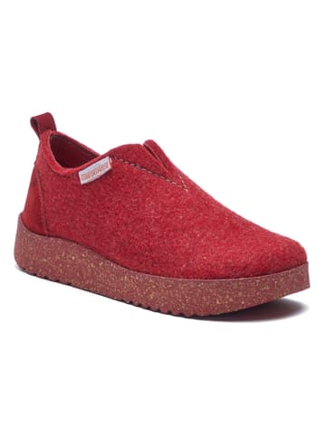 Comfortfusse Wollen pantoffels rood