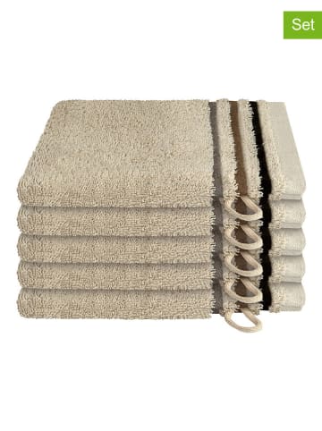 Schiesser 5er-Set: Waschhandschuhe "Skyline" in Beige