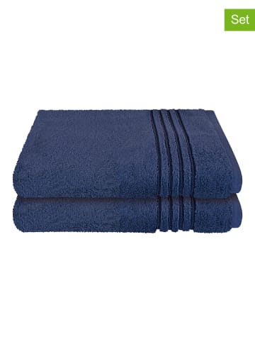Schiesser 2-delige set: badhanddoeken "Milano" donkerblauw