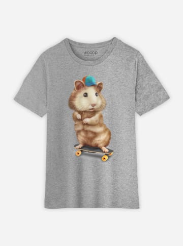 WOOOP Shirt "Skateboard Hamster" grijs
