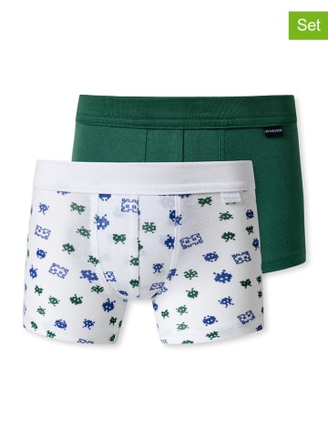 Schiesser 2-delige set: boxershorts groen/wit