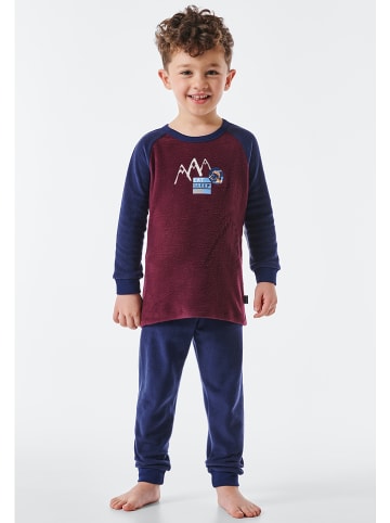 Schiesser Pyjama donkerblauw/bordeaux