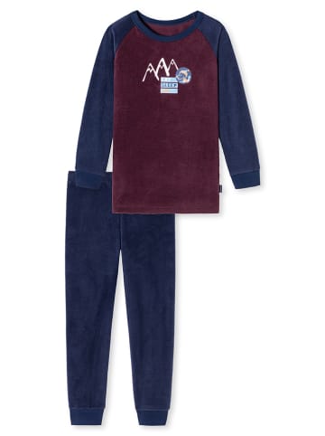 Schiesser Pyjama donkerblauw/bordeaux